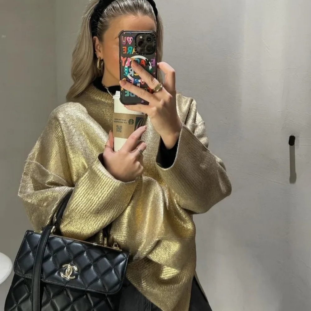 Gold sweater NWOT sz M-L
